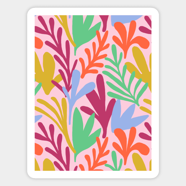 Matisse inspired abstract leaf cut out pattern in pink Magnet by Natalisa